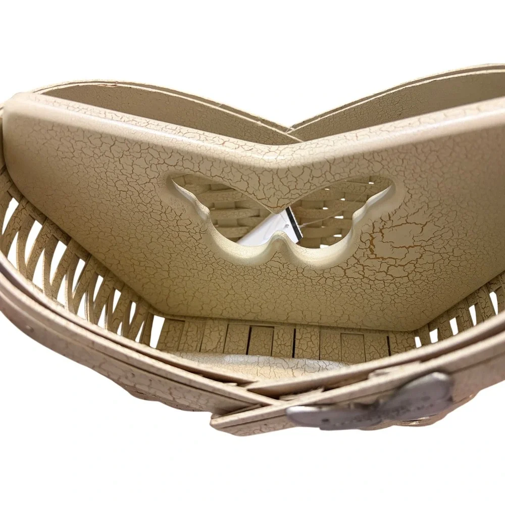 Workshops Gerald E Henn Butterfly Carrier Basket Cream CrackleFinish Signed 1998
